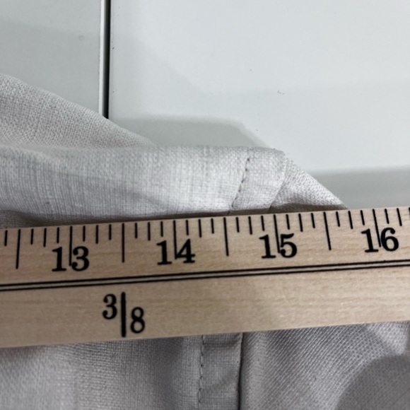 CAbi Cream 100% Linen Ruffled Asymmetrical Crop Button Jacket - Picture 13 of 16